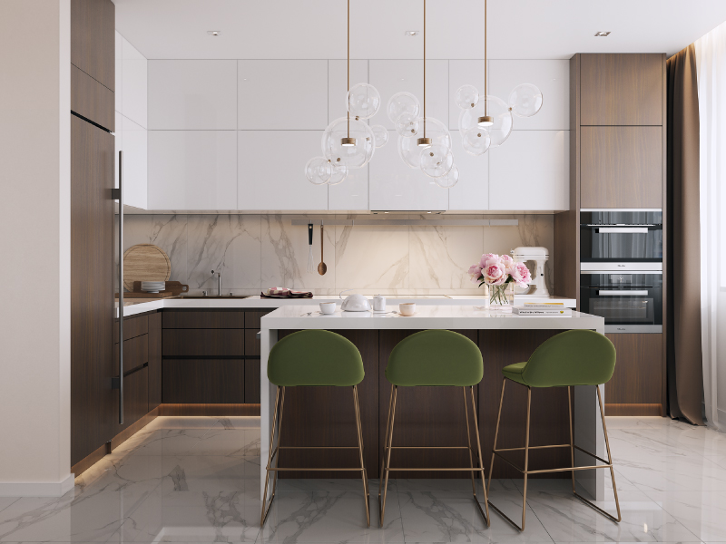 Sleek Seafoam Modular Kitchen Design – Modern & Functional | HomeLane ...